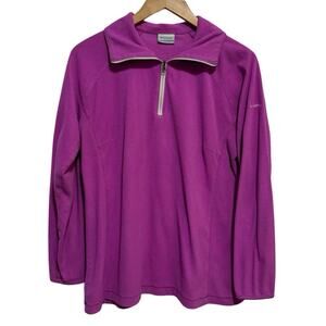 COLUMBIA 1/4 Zip pink neon Fleece Jumper Sweater Women XL Top pullover